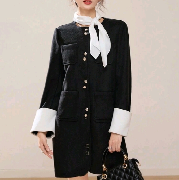 Women's Elegant Christmas Round Neck Long Sleeve Jacket, Ball Gown Attire - Picture 2 of 4